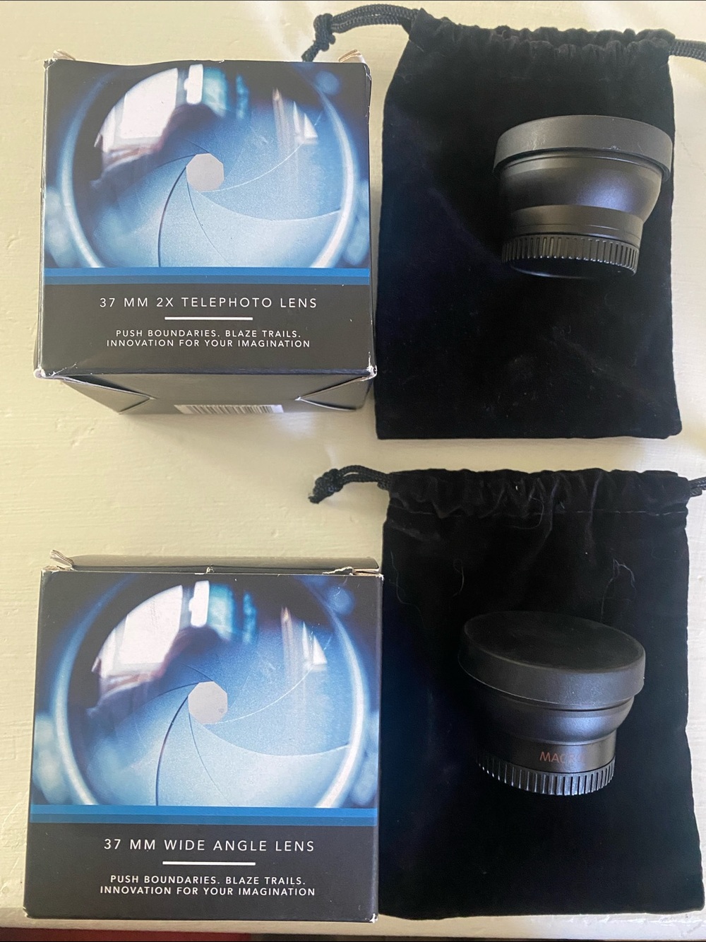 37mm Wide Angle & 37mm 2x Telephoto Lens Kit - Black